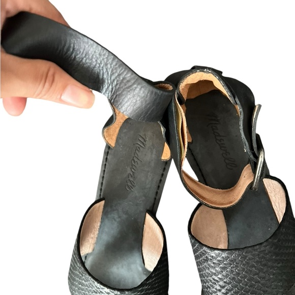 MADEWELL Warren Leather Double Strap Sandals Heels Wedges - Picture 11 of 14